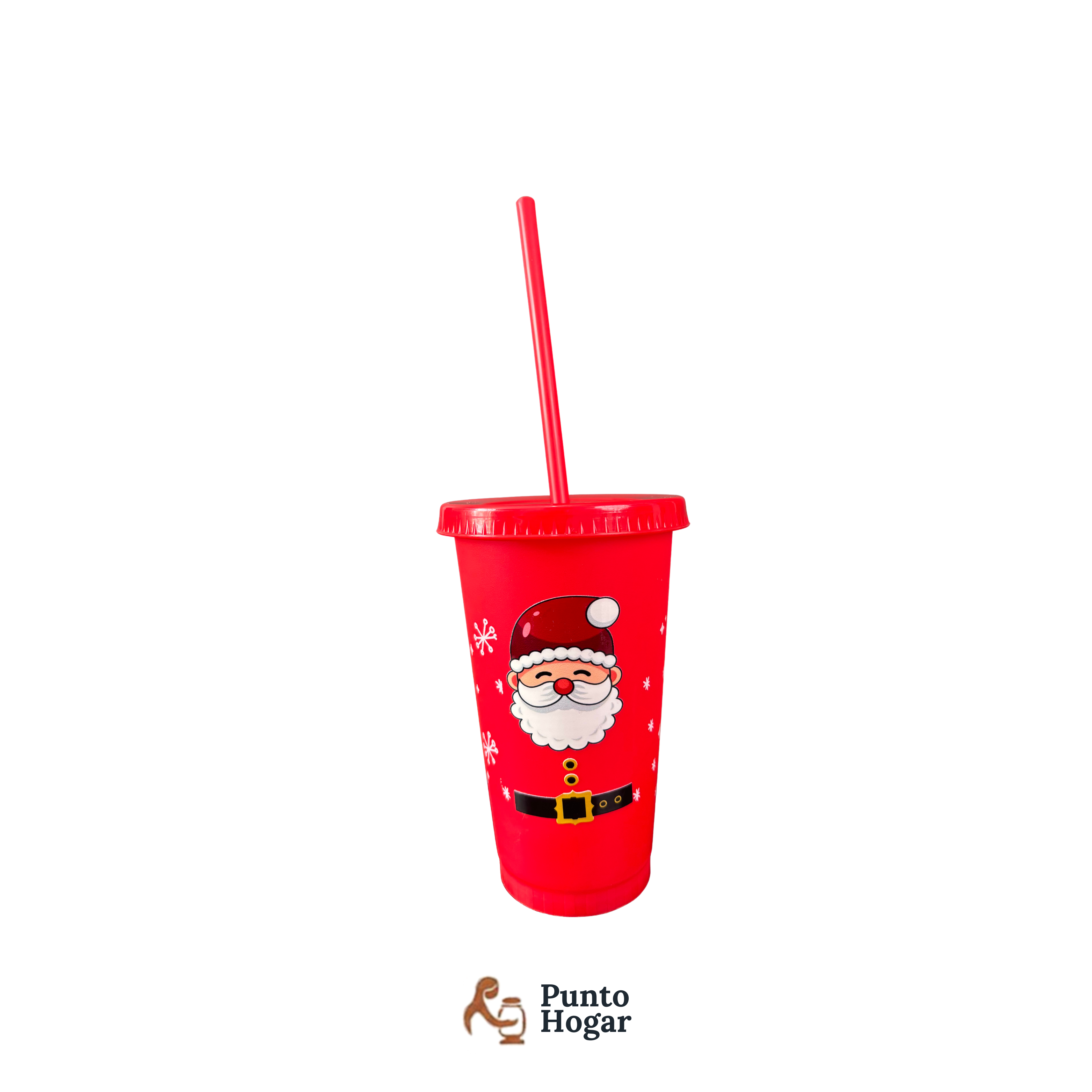 Vaso Cafetero 16 oz Navideño con Tapa y Popote