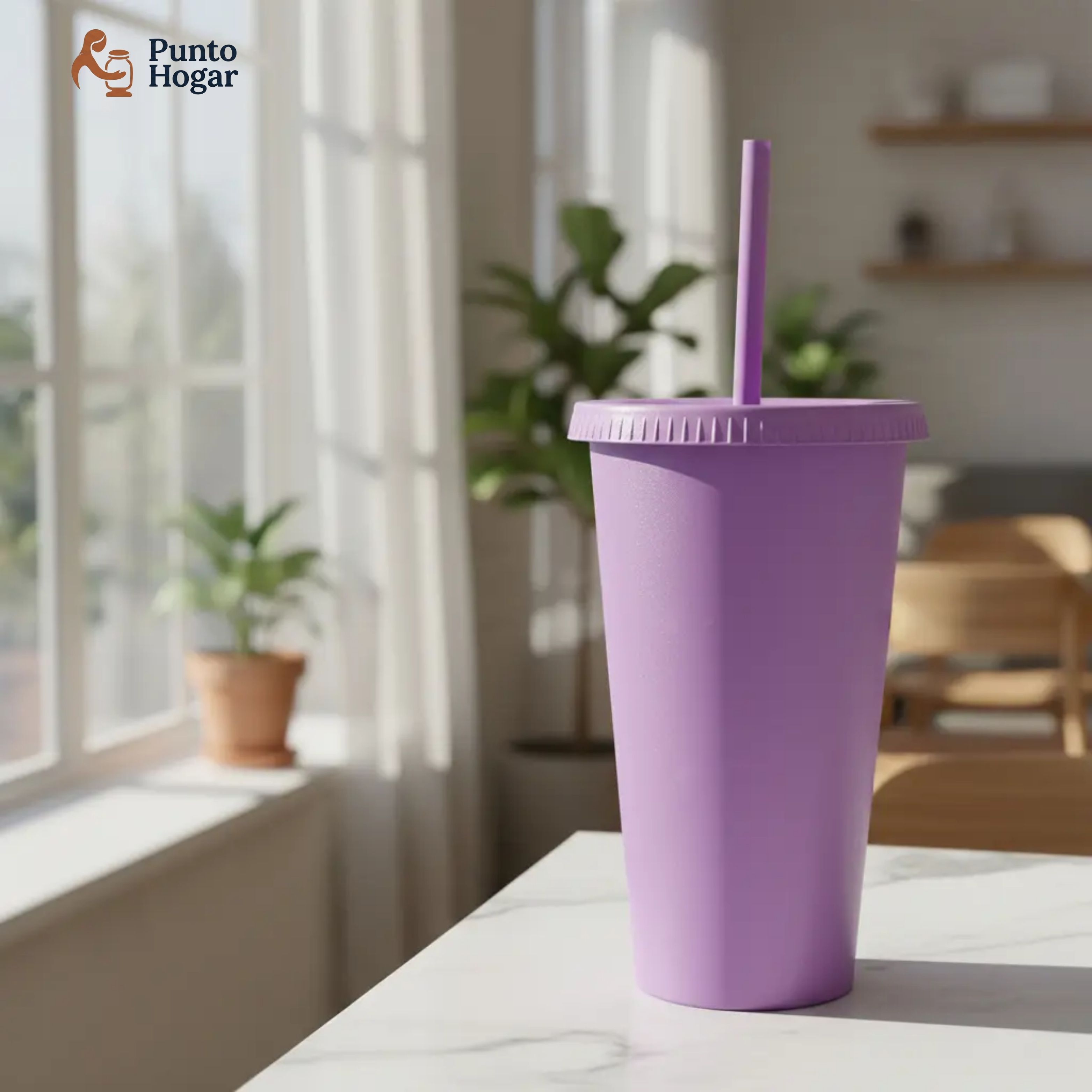 Vaso Reusable Cafetero con Tapa y Popote 16 oz