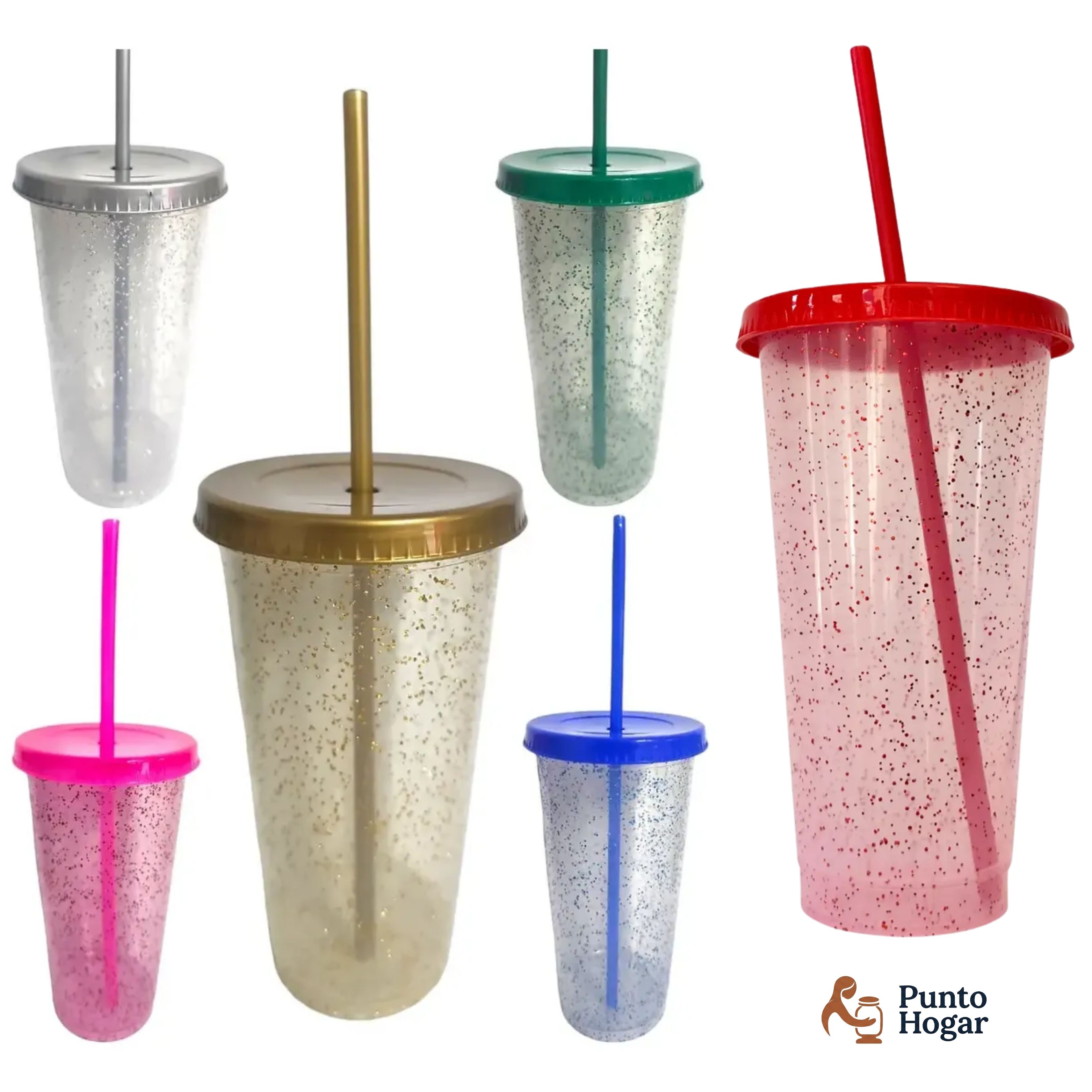 Vaso Reusable Confeti con Tapa y Popote 750 ml